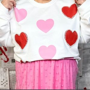 Embellished Heart Sweater ; 1X